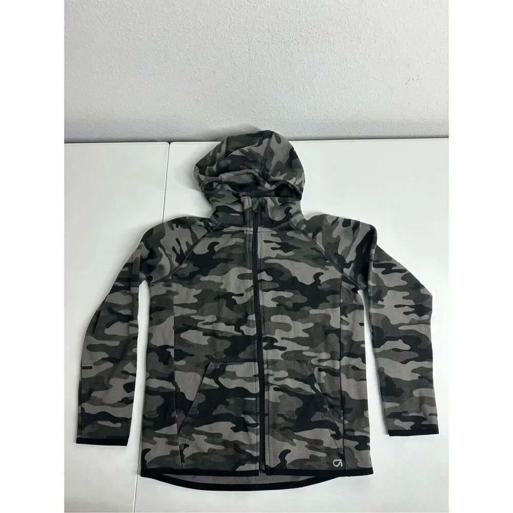 GAP GapFit Performance Dry Hoodie Olive Camo Boy's Size Medium (8)